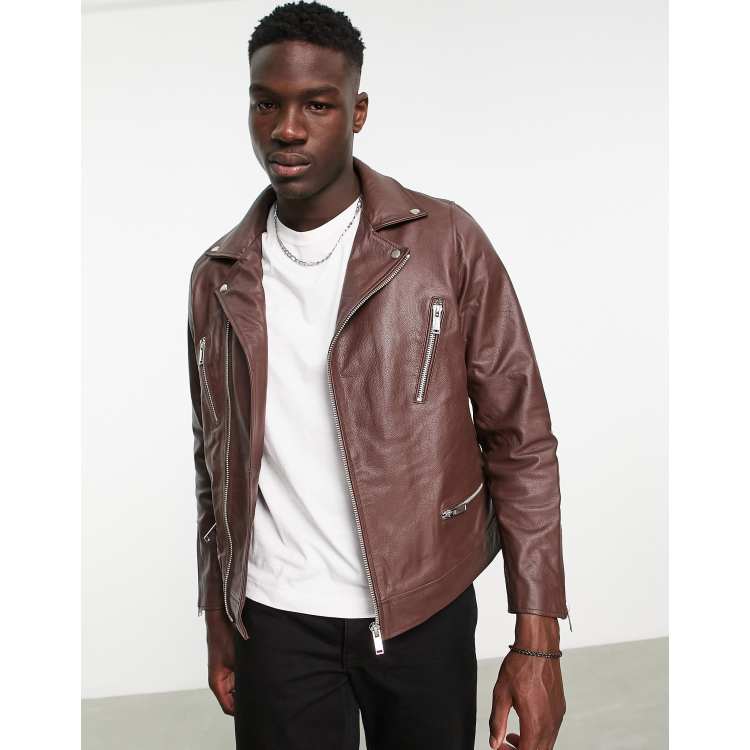 Asos tan clearance leather jacket