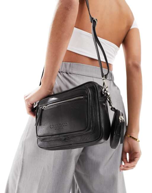 Multi pocket outlet leather crossbody bag