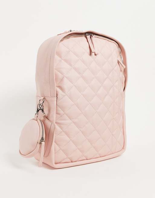 Bolongaro Trevor leather quilted backpack in light pink | ASOS