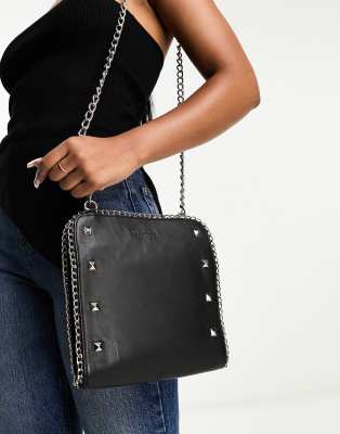 Bolongaro Trevor leather shoulder bag with chain strap and stud