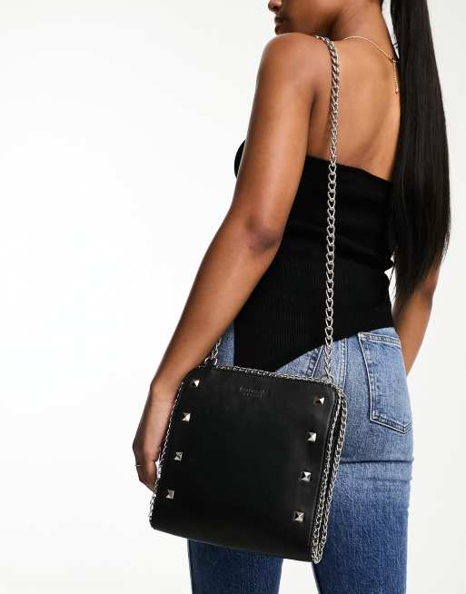 Bolongaro Trevor leather shoulder bag with chain strap and stud