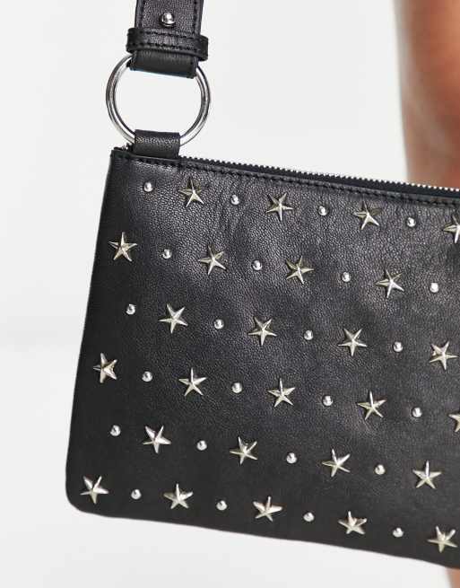 Black and silver outlet studded bag