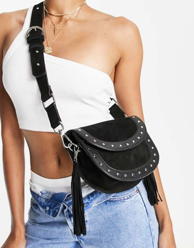 Bolongaro Trevor leather stud detail crossbody bag in black