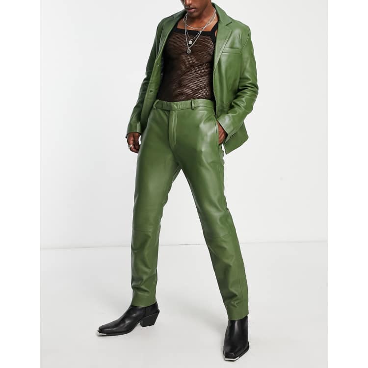 Green leather deals pants for men