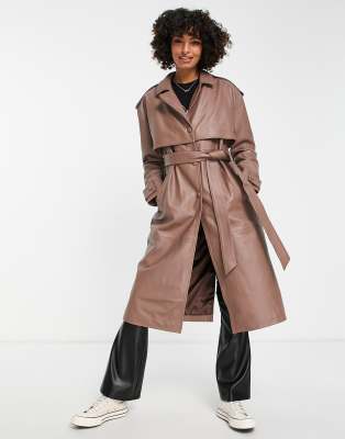 topshop leather trench coat