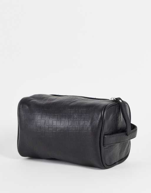 Black Leather Wash Bag