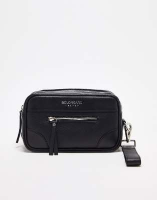 Bolongaro Trevor leather washbag with front zip detail in black - ASOS Price Checker
