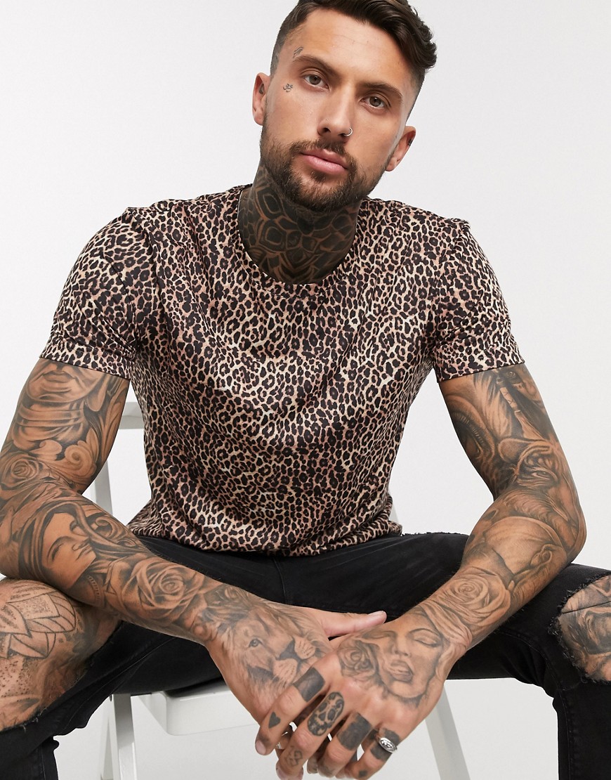 Bolongaro Trevor – Leopardmönstrad t-shirt-Brun