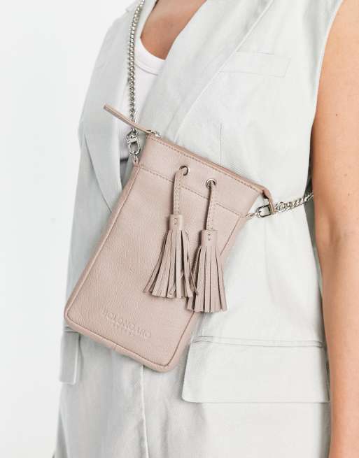 Bolongaro Trevor - Leren crossbody tasje in taupe