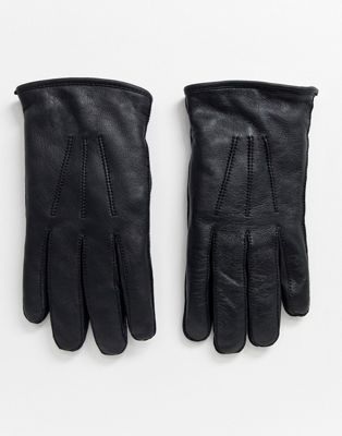 Bolongaro Trevor - Leren handschoenen met voering van schapenvacht-Zwart