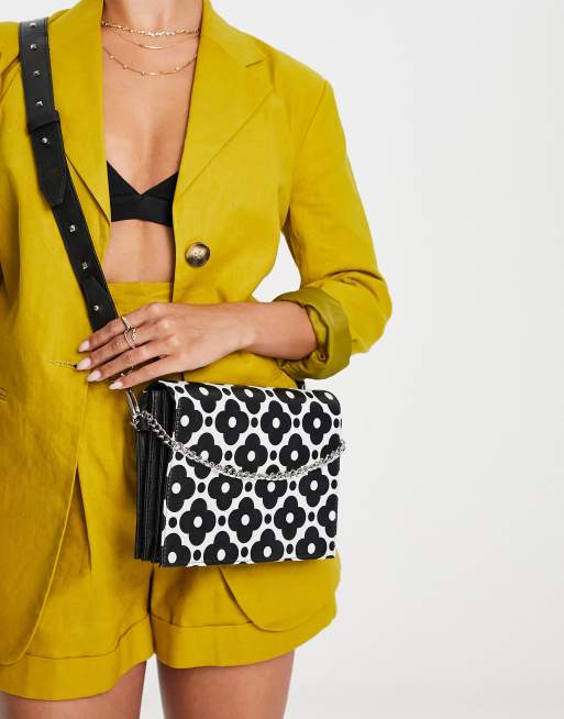Bolongaro Trevor - Leren schoudertas met print en kettingdetail in zwart