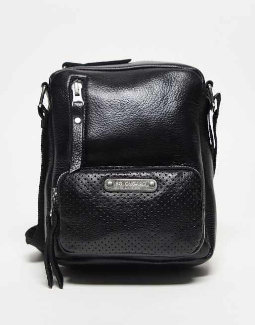 Bolongaro Trevor - Leren utility-crossbody tas in zwart