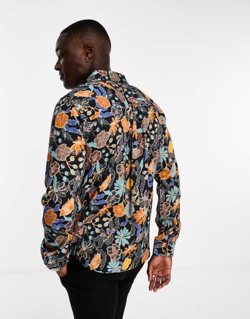 Bolongaro Trevor long sleeve floral shirt in black and gray