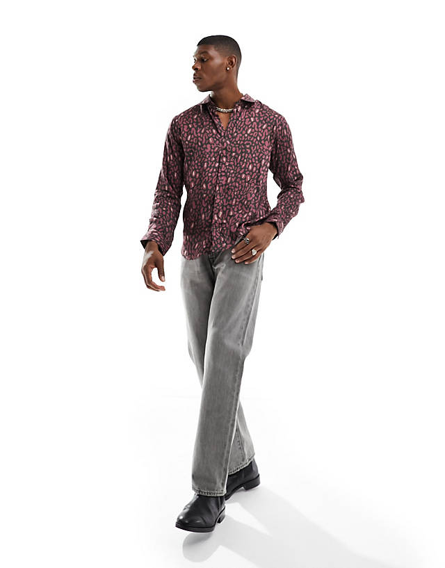 Bolongaro Trevor - long sleeve leopard print shirt in purple