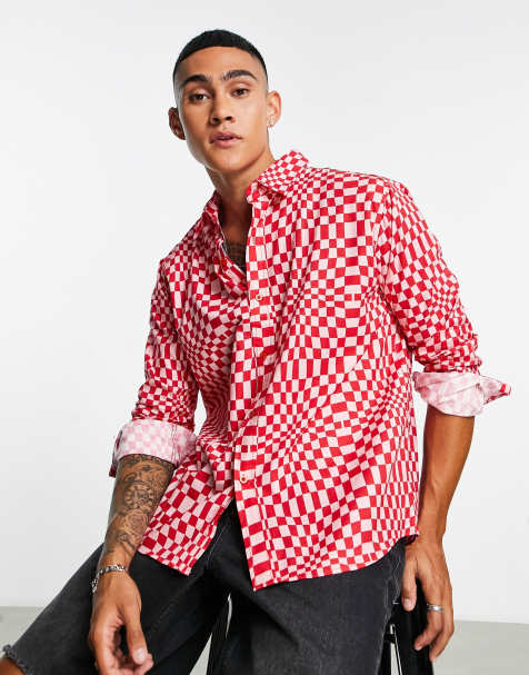 Bolongaro Trevor long sleeve shirt with geo print in red - view 1