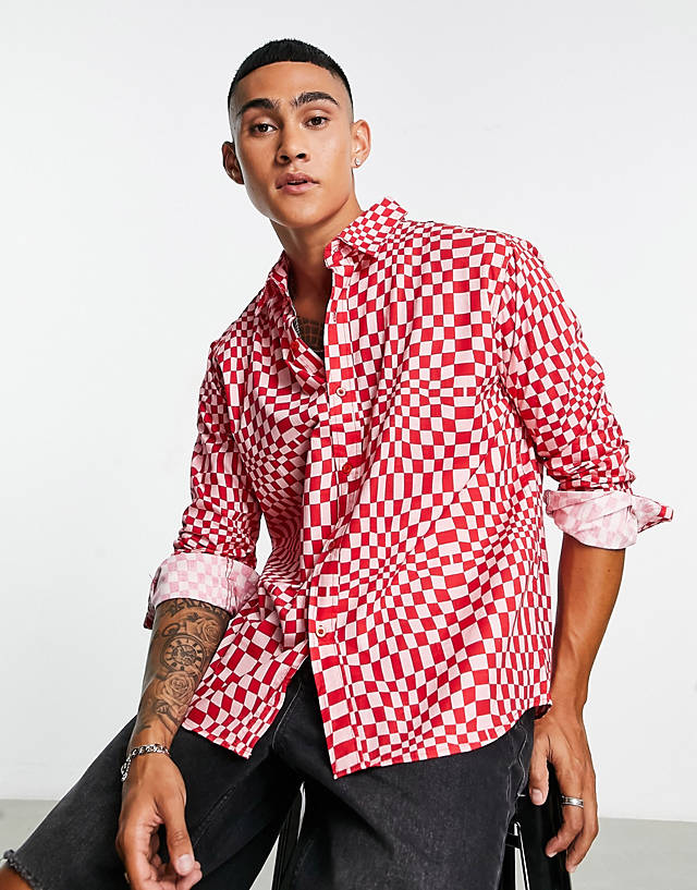 Bolongaro Trevor - long sleeve shirt with geo print in red