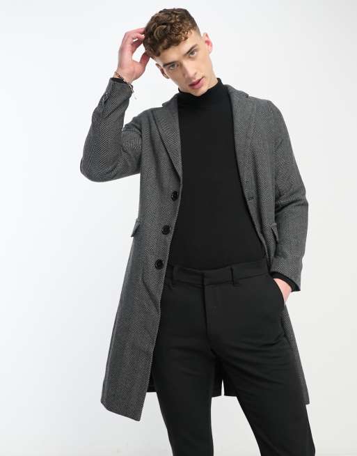 Collared wool 2025 overcoat charcoal