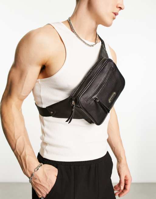 Bolongaro Trevor - Marsupio in pelle nero con tasca con zip