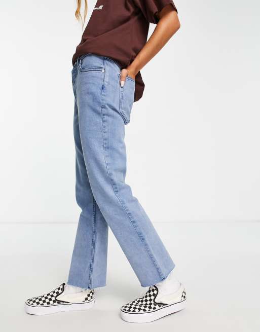 High Waisted Cropped Flare Jeans - Blue