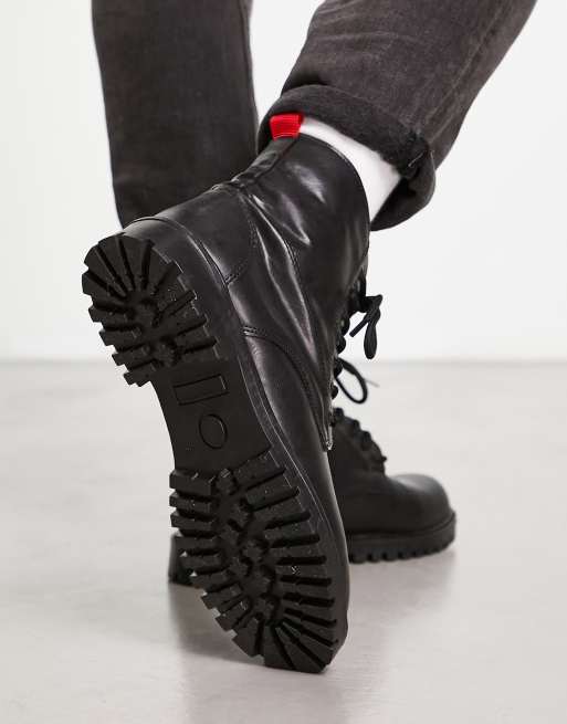 Bolongaro Trevor minimal lace-up boots in black faux leather size 12 Buffalo - Braver Lace Up Vegan Nappa Black - Girl Shoes  main image 4