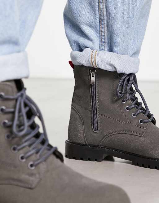 Gray on sale combat boot