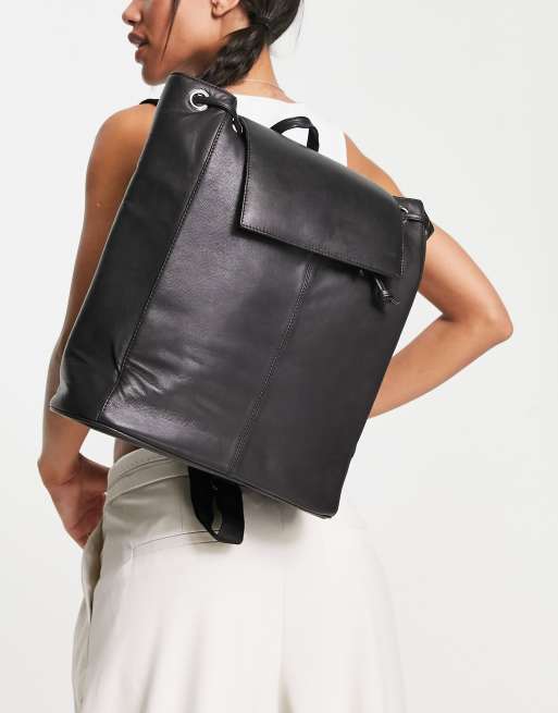 Minimalist black sales leather backpack