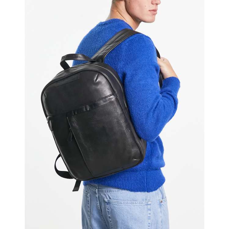 Bolongaro Trevor minimal leather backpack in black ASOS