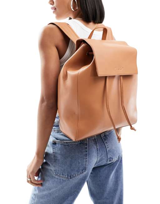 Small tan deals leather backpack