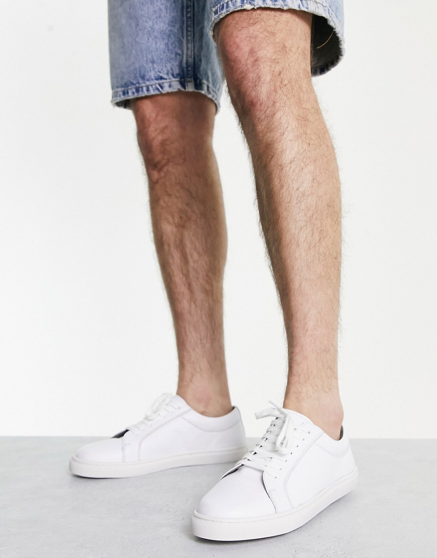 Bolongaro Trevor minimal leather lace up trainers in white