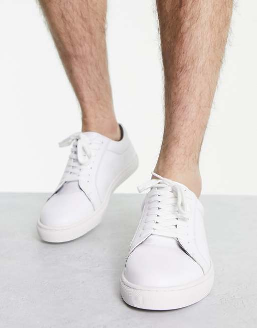White leather lace up trainers hot sale