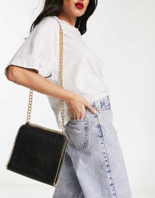 Bolongaro Trevor Bolongaro Trevor mock croc leather shoulder bag with chain strap in black