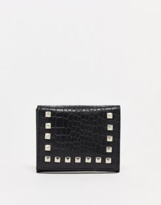 Bolongaro Trevor mock croc leather studded purse in black