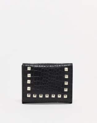 Bolongaro Trevor mock croc leather studded purse in black