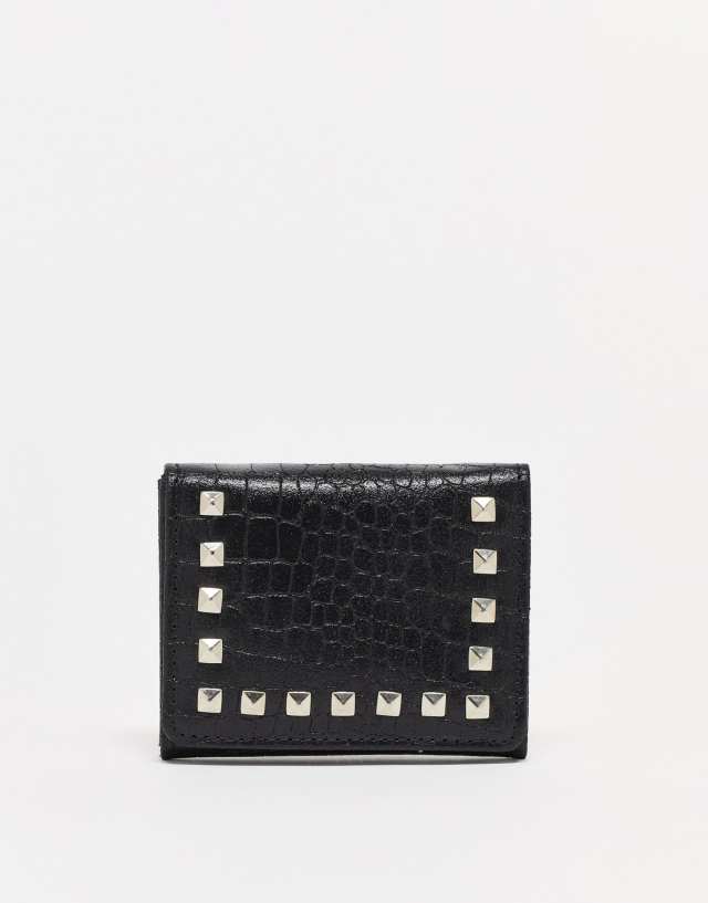 Bolongaro Trevor mock croc leather studded wallet in black