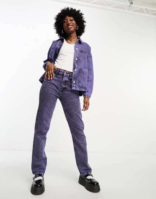 Bolongaro Trevor Montana acid wash high rise jeans in purple - part of a set