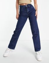 Weekday Rowe extra high waisted straight leg jeans in teal blue