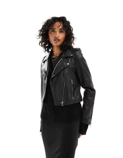  Bolongaro Trevor – Olivia – Motorradjacke mit kurzem Schnitt aus Leder in Schwarz