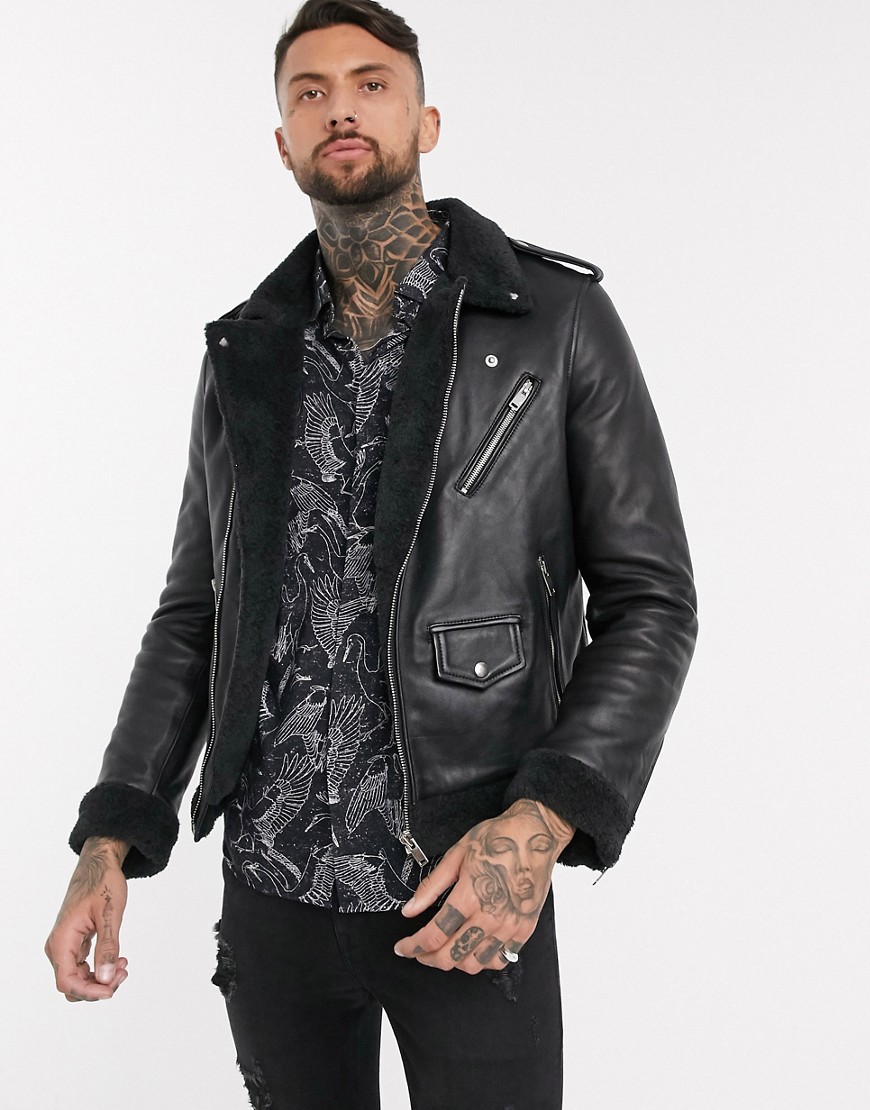 Bolongaro Trevor orlando biker leather jacket-Black