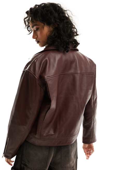 Biker jacket outlet burgundy