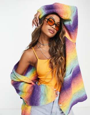 Bolongaro Trevor oversized rainbow knit cardigan in multi