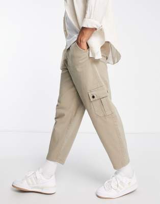 Bolongaro Trevor oversized tapered cargos in beige - ASOS Price Checker