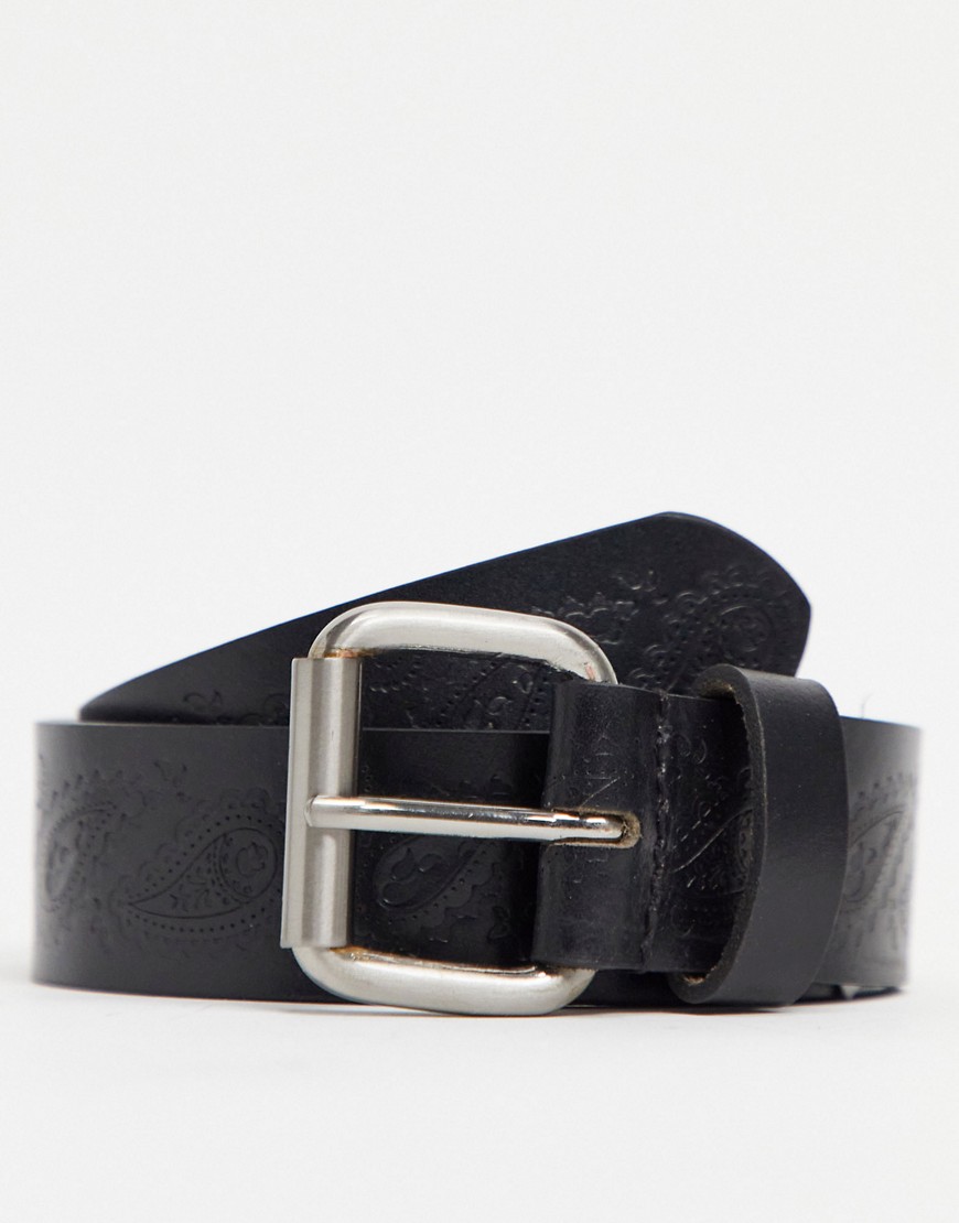 Bolongaro Trevor paisley leather belt-Black