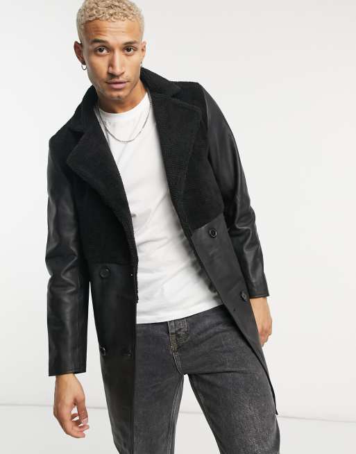 Bolongaro Trevor panel leather overcoat | ASOS