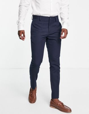 Bolongaro Trevor wedding plain skinny suit trousers in navy - ASOS Price Checker