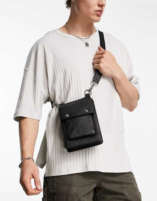 Bolongaro Trevor - Petit sac bandoulière en cuir avec boutons pression - Noir