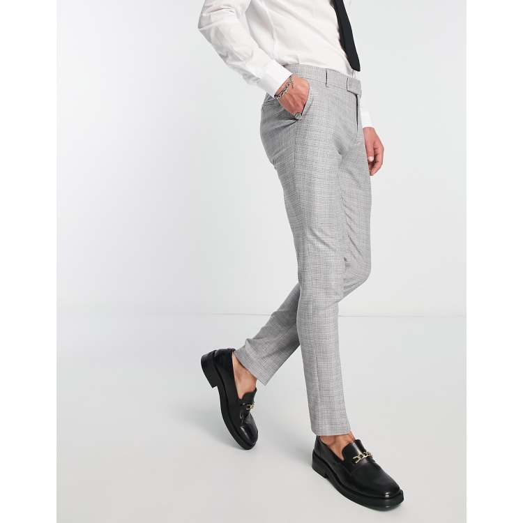 Bolongaro Trevor plaid skinny suit pants in gray | ASOS