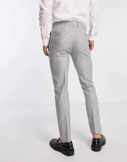 Bolongaro Trevor plaid skinny suit pants in gray