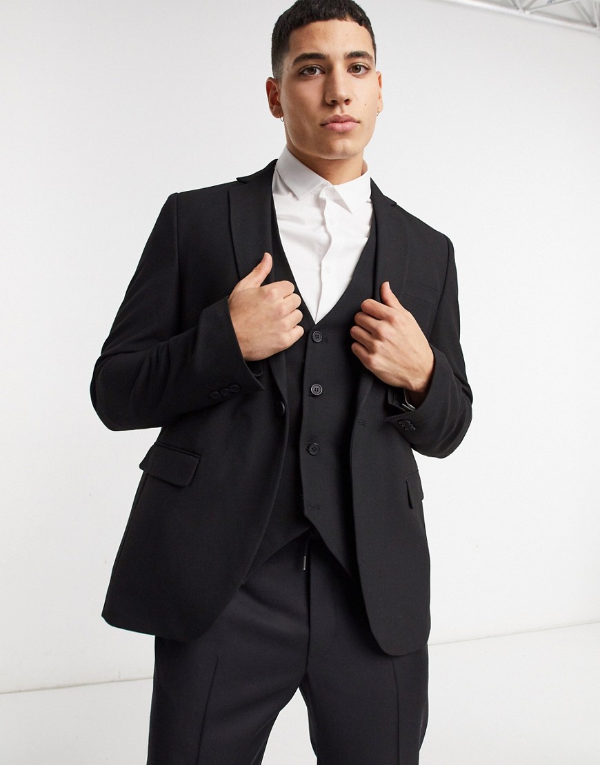 Bolongaro Trevor Plain Super Skinny Suit Jacket In Black