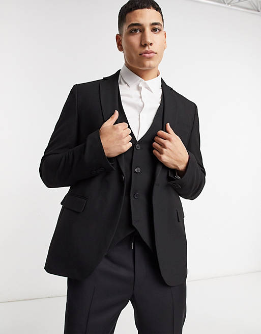 Bolongaro Trevor plain skinny suit jacket in black