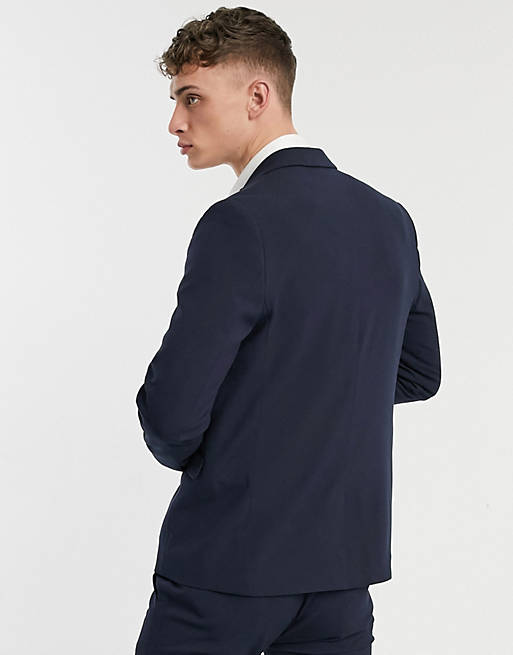 Bolongaro Trevor plain skinny suit jacket in navy